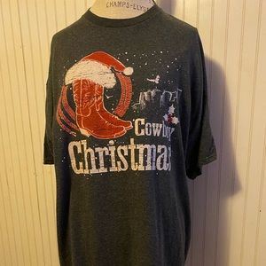 2xl Cowboy Christmas on dark heather grey tshirt